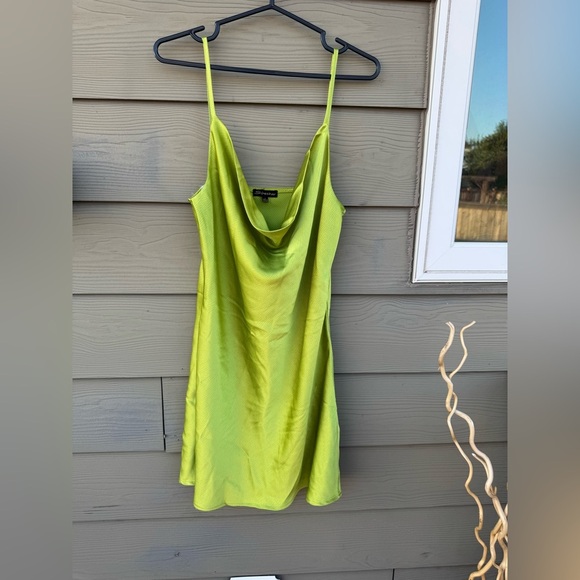Shinestar Chartreuse Slip Dress - Picture 1 of 6